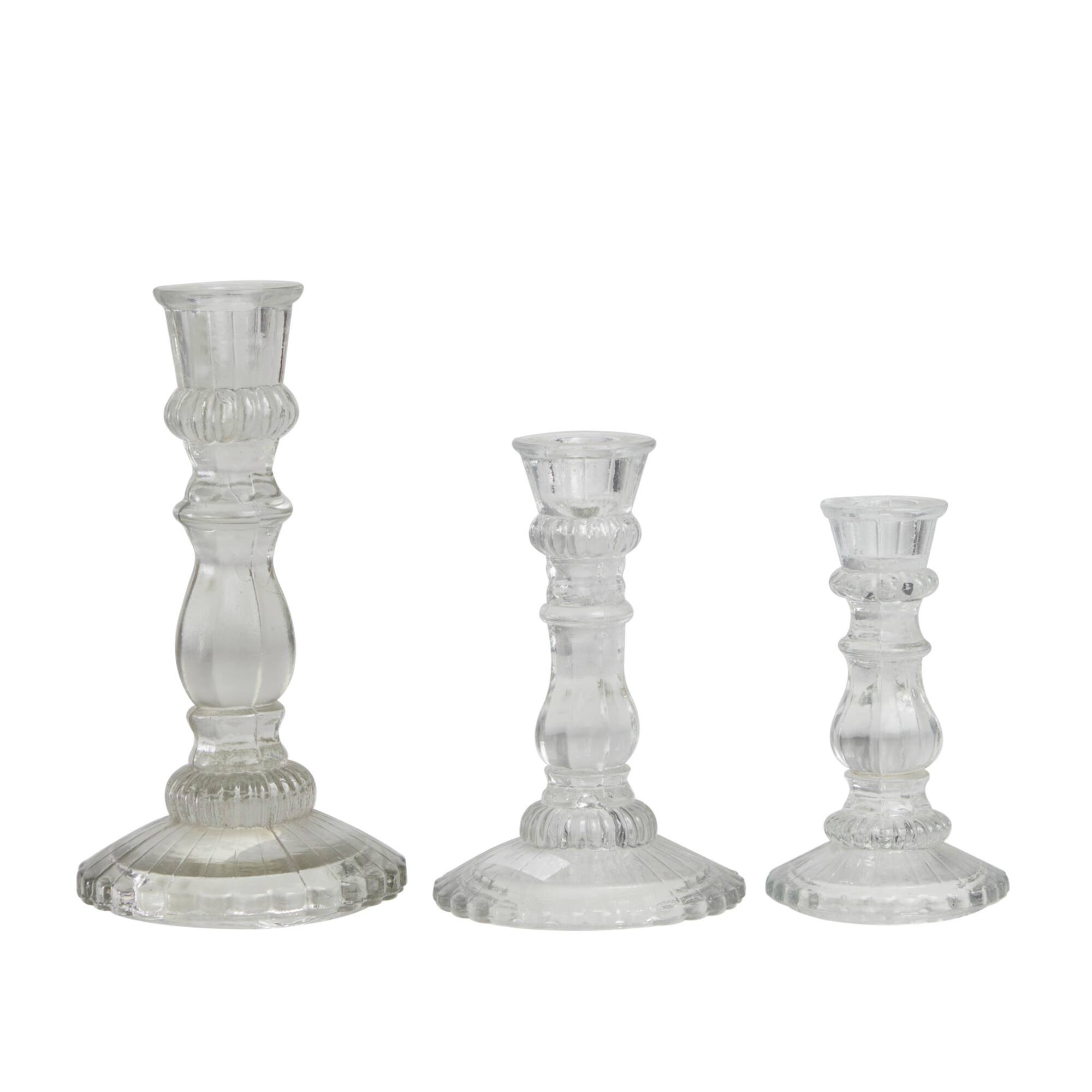 Clear Glass Candle Holder Set